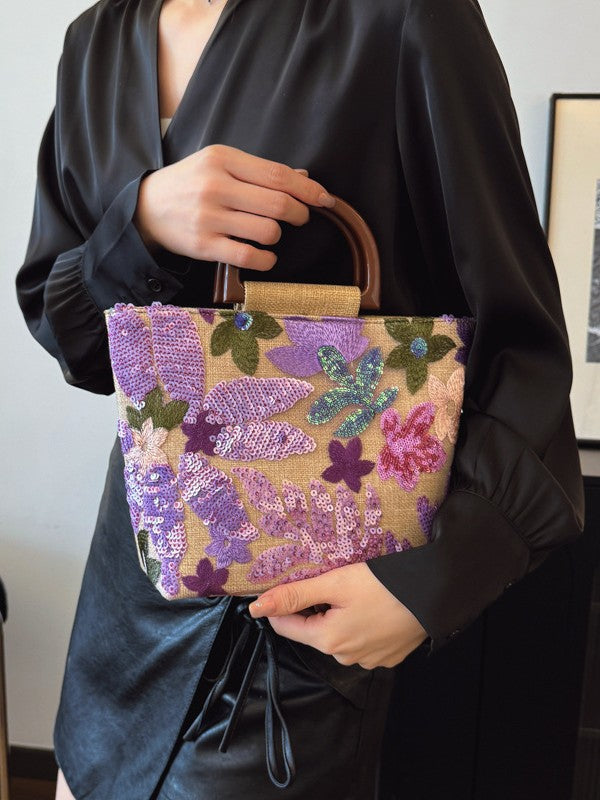 Chinese Style Fashion Artistic Lady's Flower Large Women's Handbag