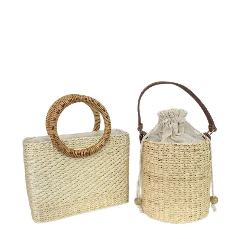 Women's Vietnam Handmade Woven Hollowed Straw Vacation Style Vegetable Women's Handbag