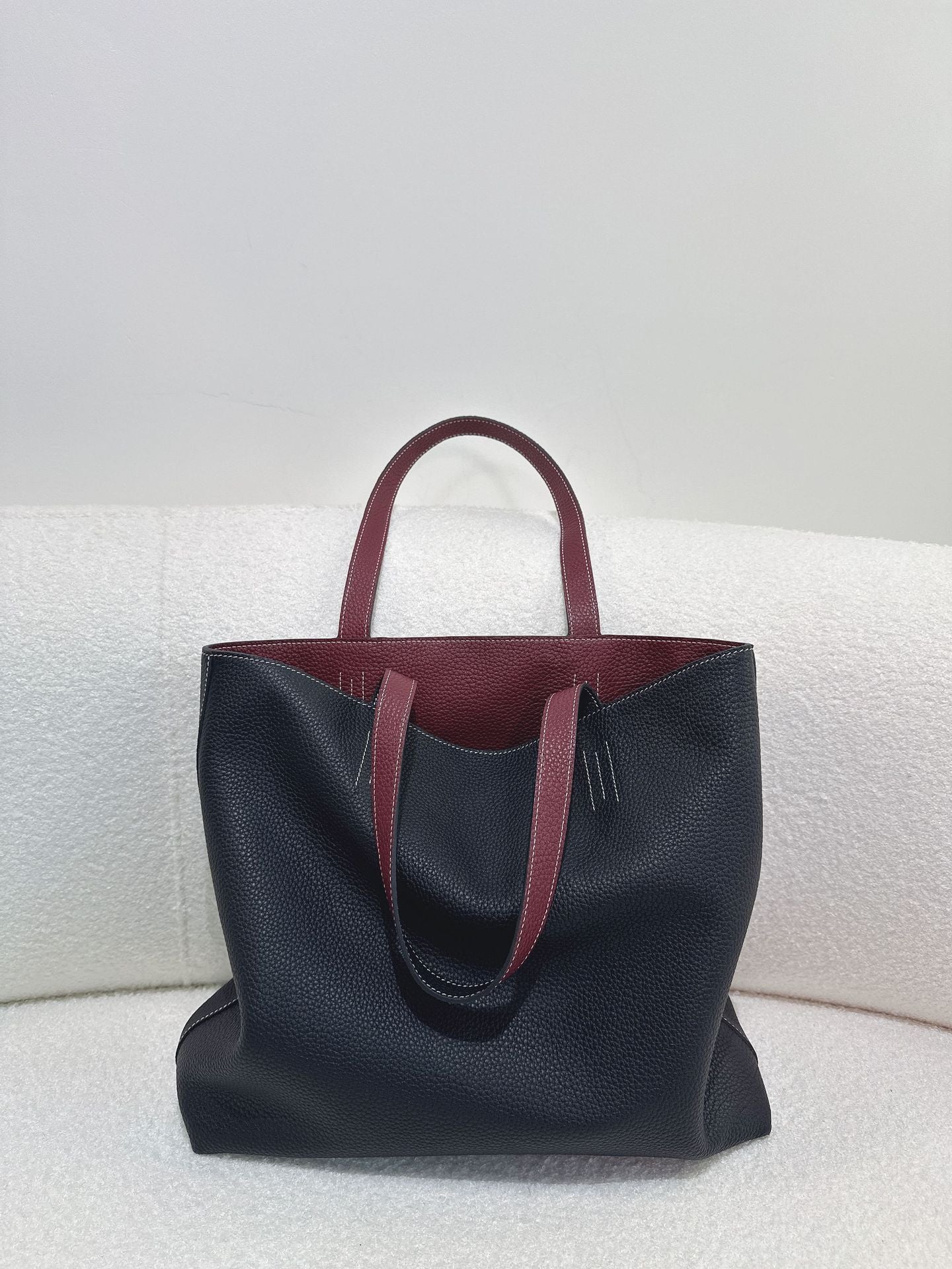 Women's Inner Outer Cowhide Double-sided Large Capacity Tote Bags