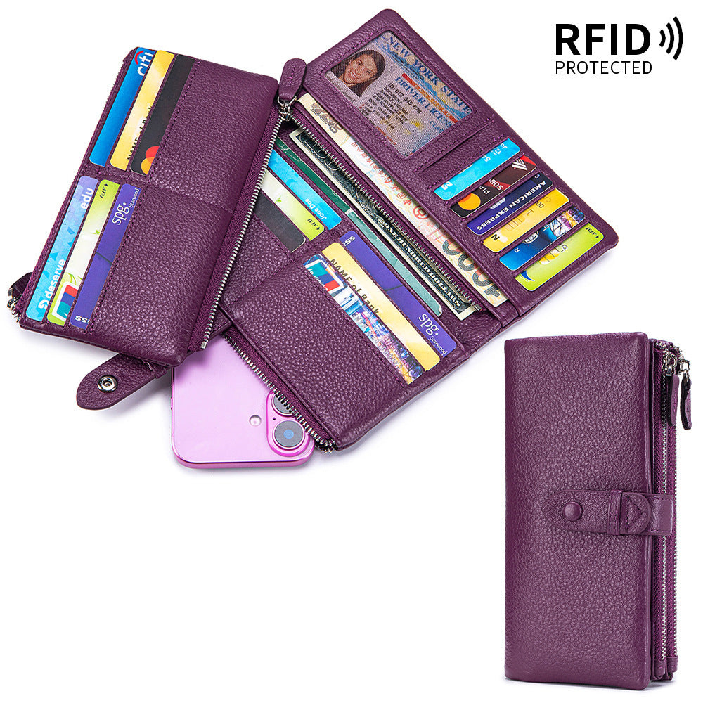 Long Large Capacity Soft Leather Multifunctional Mobile Multiple Slots Ladies Wallet