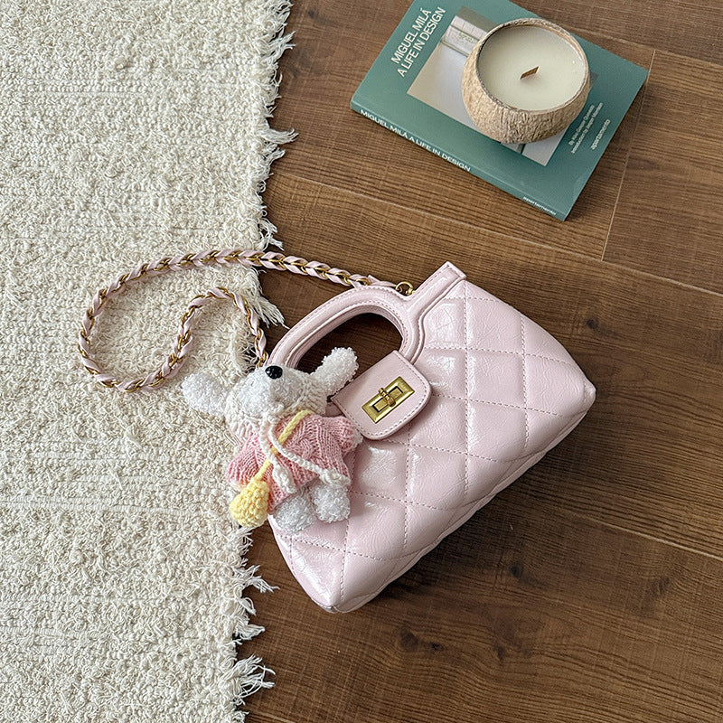 Korean Style Fashion Embroidery Thread Rhombus Women's Messenger Bag