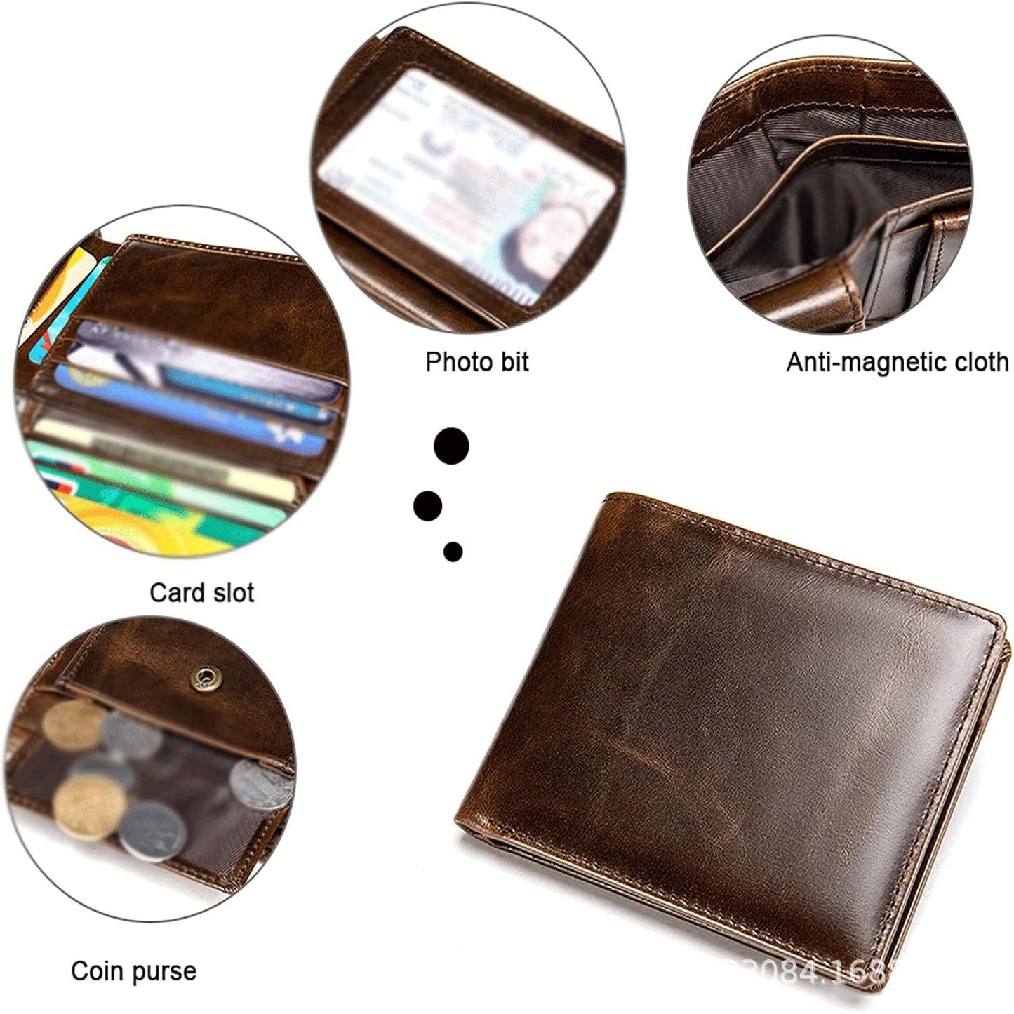Men's Vintage Leather Swiping Gold Clip Short Purses