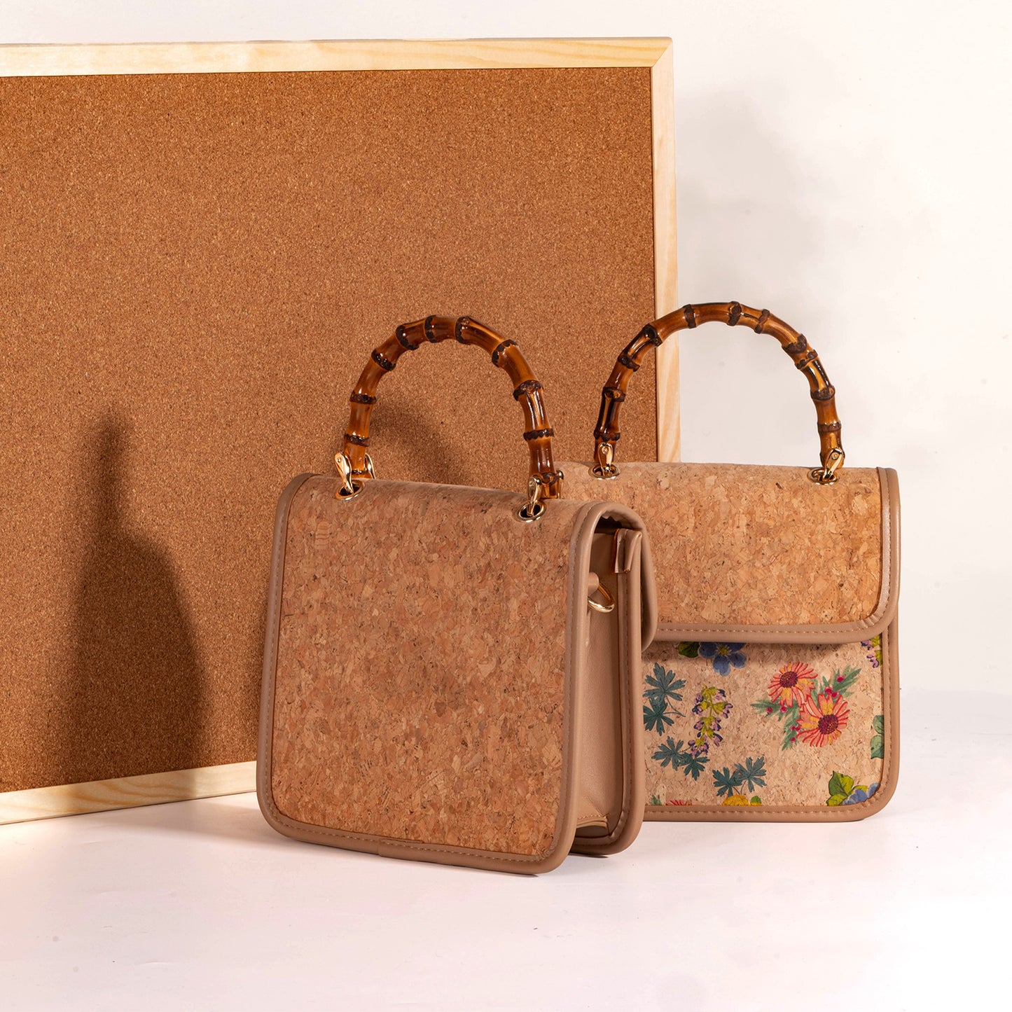 Cool Bark Cork Niche Bamboo Edge Small Square Bag
