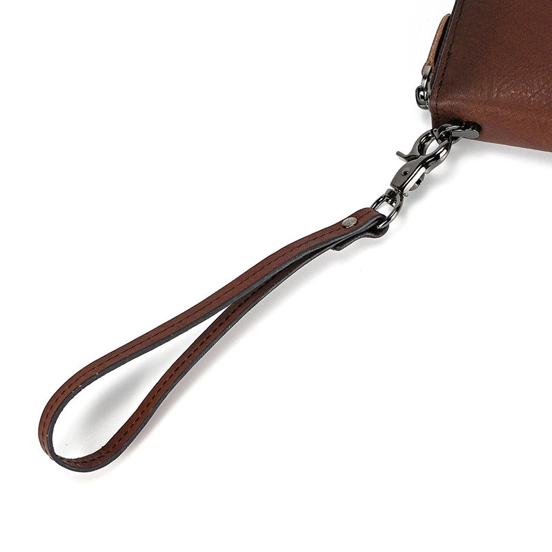 Men's Leather Large Capacity Mobile Vegetable Tanned Brushed Business With Men's Clutch