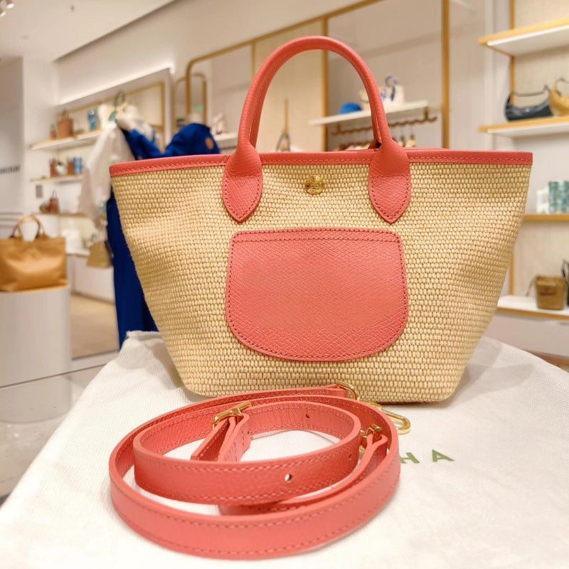 Women's French Dragon Leather Woven Vegetable Basket Large Capacity Fashion Bags