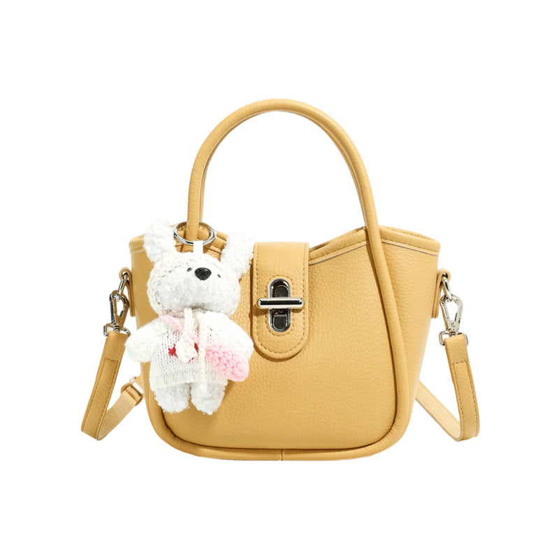 Women's Solid Color Niche Lychee Pattern Fresh Women's Messenger Bag