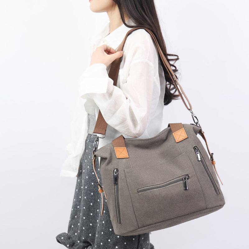 Women's Spring Simple Fashion Large Capacity Canvas Trendy Shoulder Bags