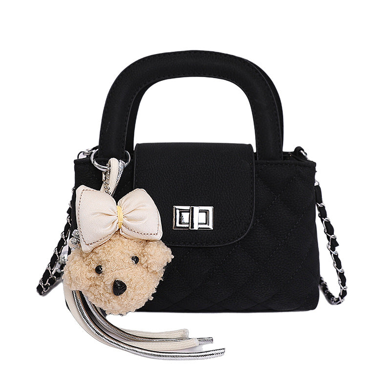 Women's Style Rhombus Chain Textured Portable Fashion Small Square Bag
