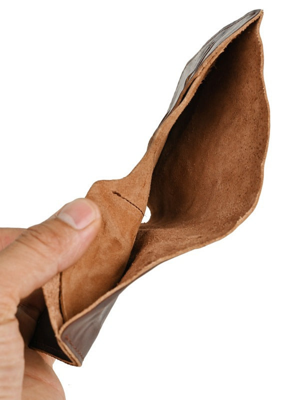 Men's Vegetable Tanned Cowhide First Layer Pure Leather Distressed Pleated Simple Men's Wallet