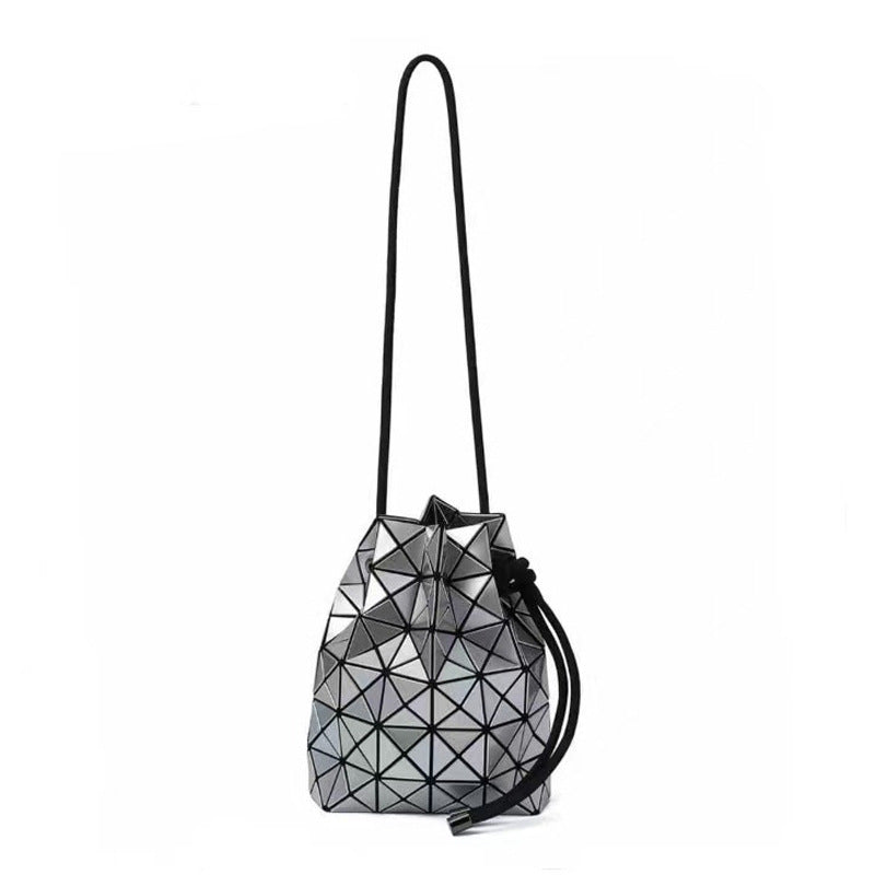 Women's Drawstring Two Colors Glossy Diamond Plaid Women's Messenger Bag