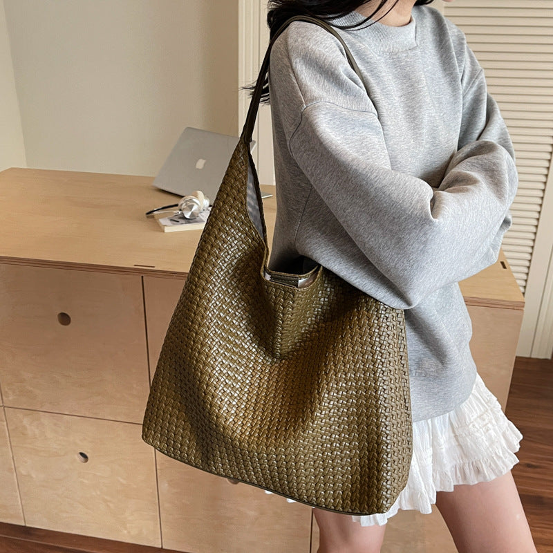 Retro Woven Trendy Easy Matching Large Capacity Underarm Son Women's Shoulder Bag