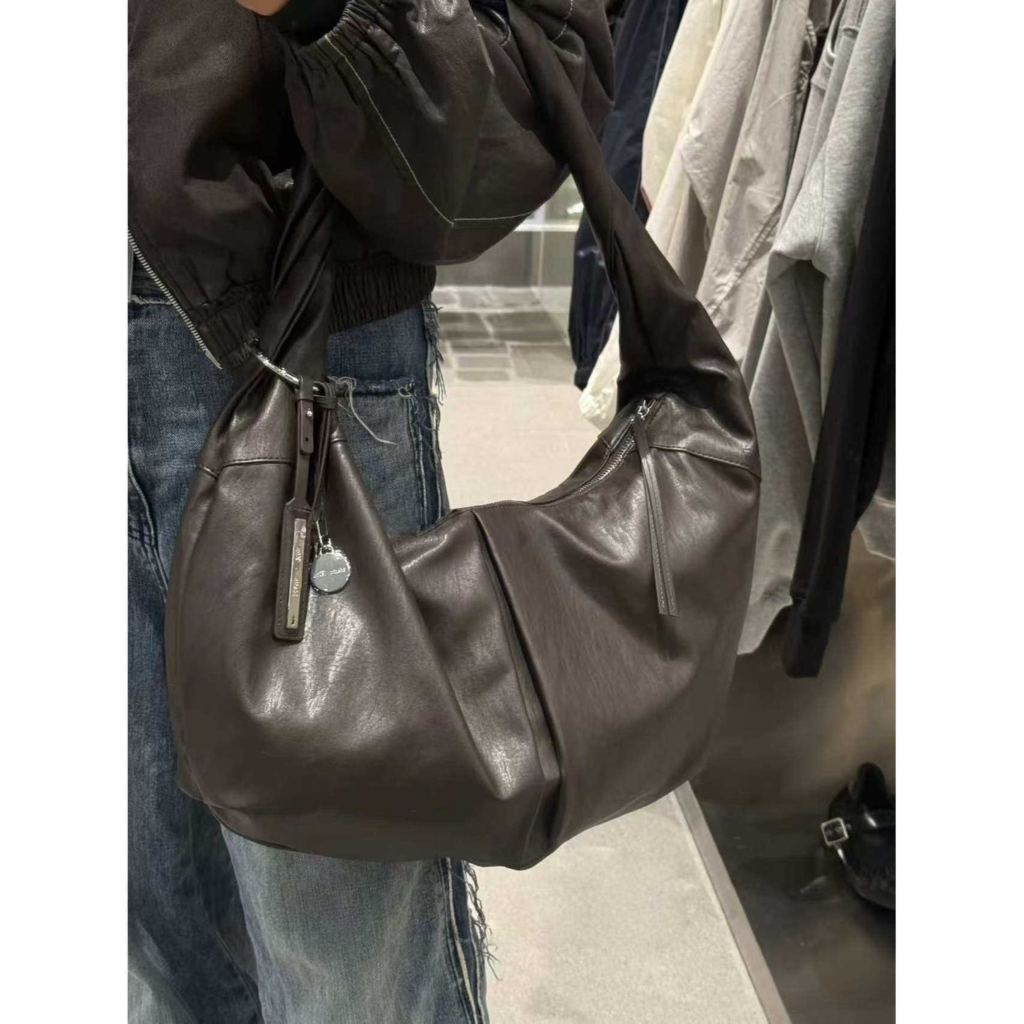 Kosong Croissant Ning Retro Wind Large Women's Shoulder Bag