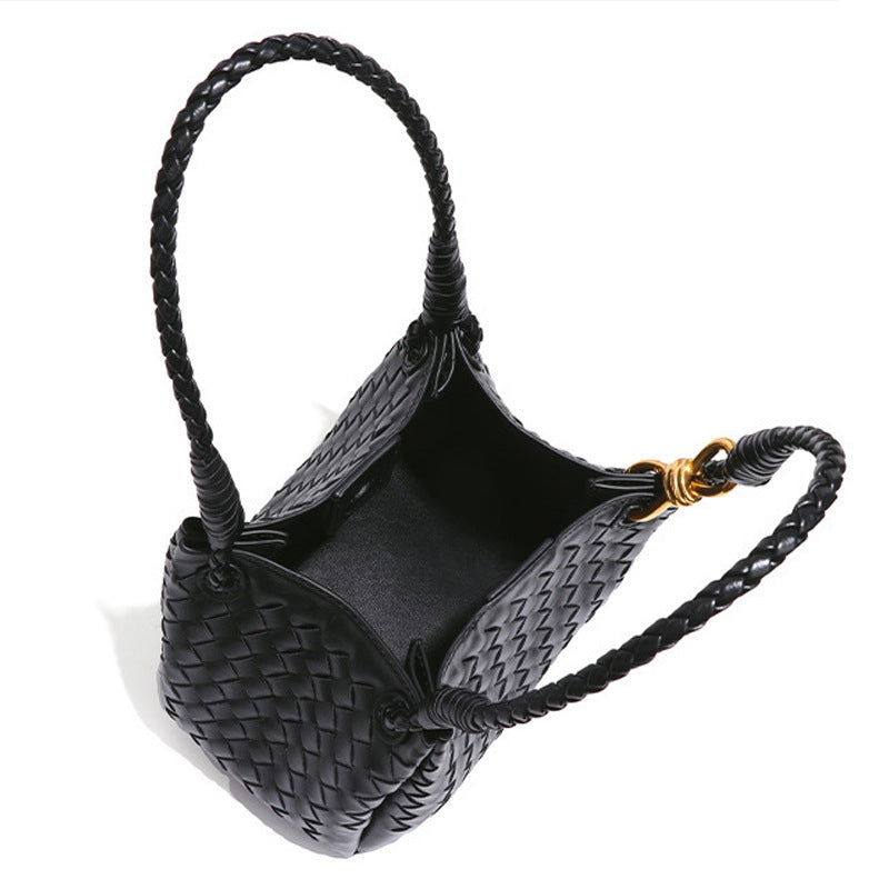 Women's Weave Plaid British Style Light Luxury Bucket Bags