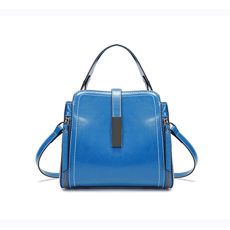 Women's Genuine Leather Fashion Trendy Commuter Oil Wax Women's Messenger Bag