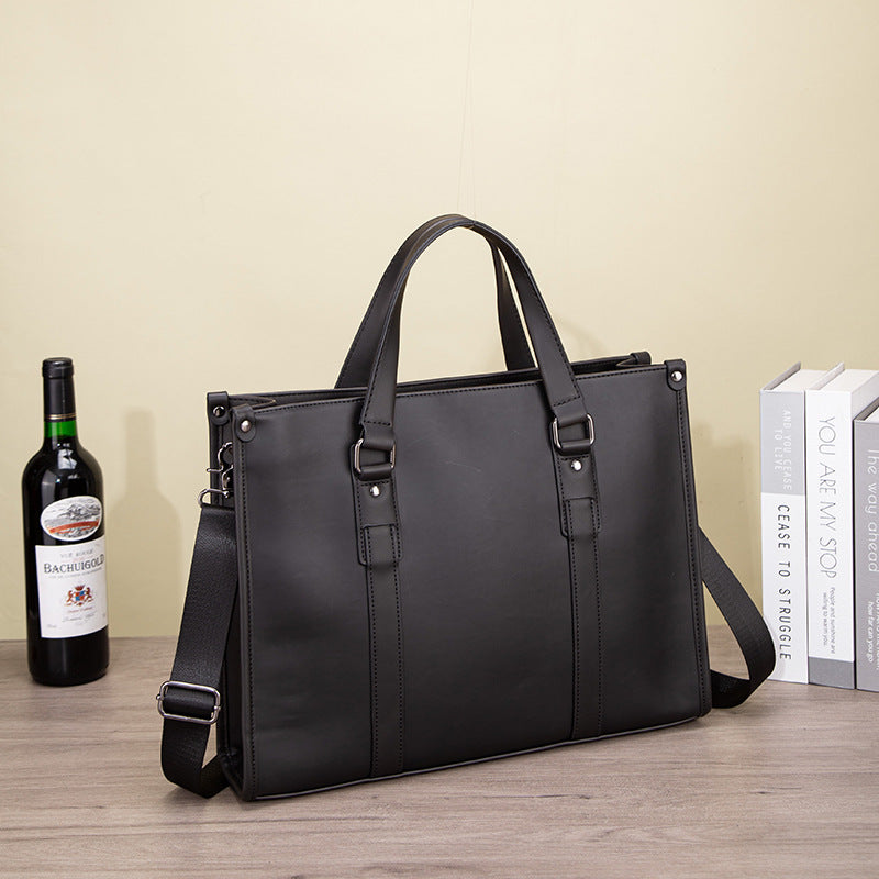Men's Horizontal Crazy Horse Leather Business Computer Men's Handbags