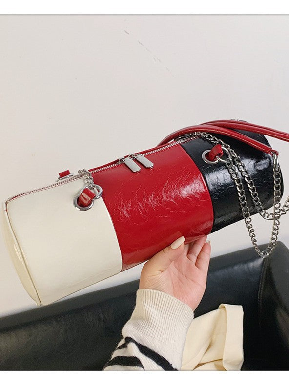 Women's Chain Trendy Three-color Stitching Round Underarm Shoulder Bags