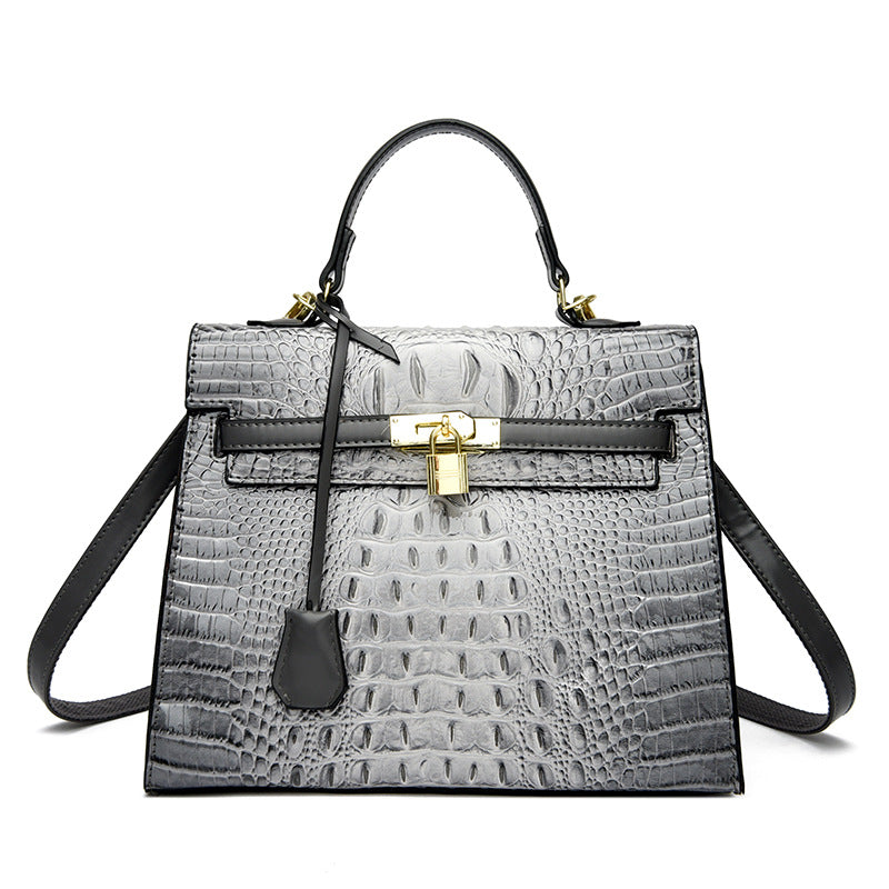 Women's Crocodile Pattern Platinum Fashion Kelly Handbags