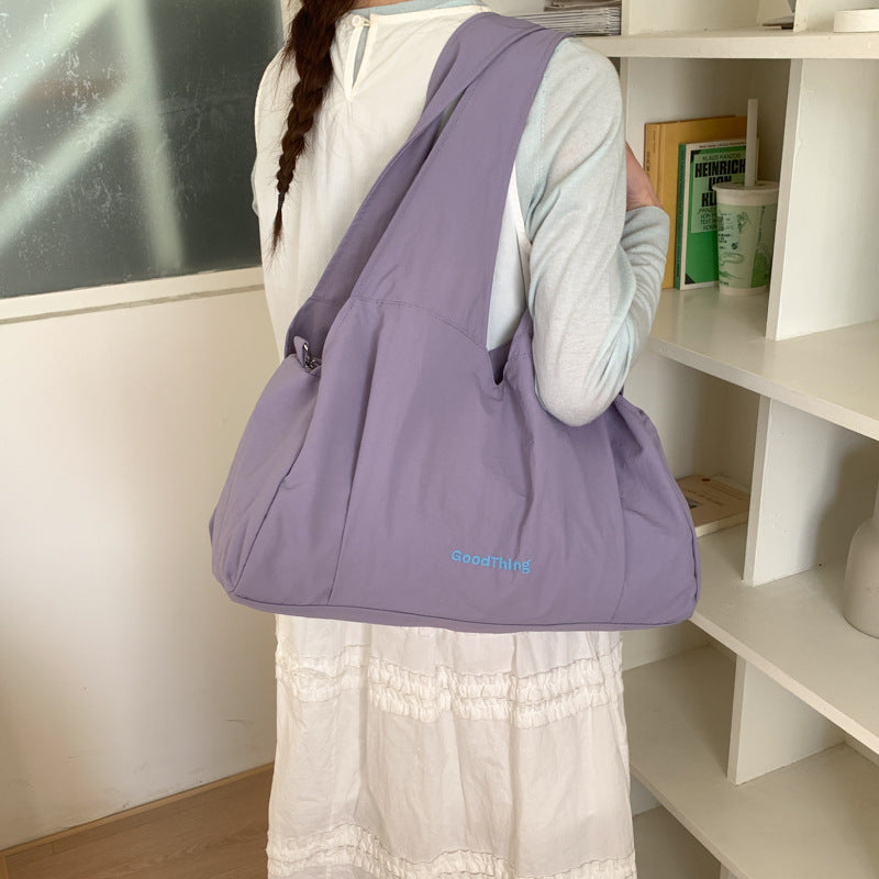 Large Capacity Plaid Portable College Class Women's Shoulder Bag