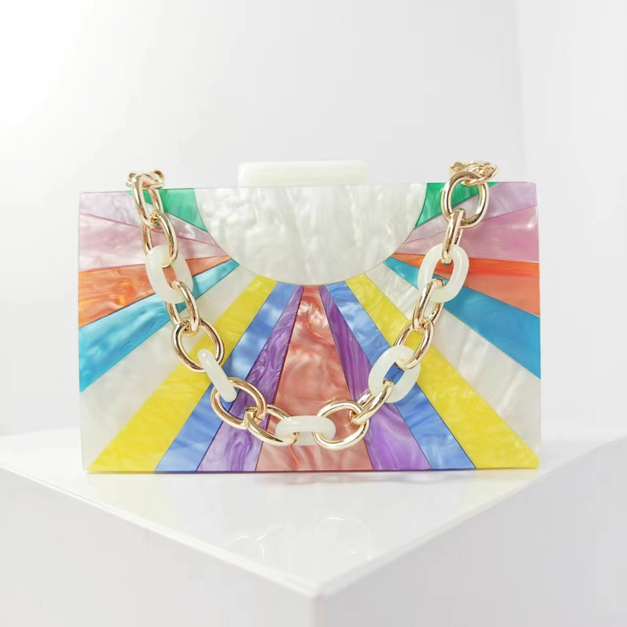Women's Color Contrast Patchwork Acrylic One Wedding Banquet Dinner Bag