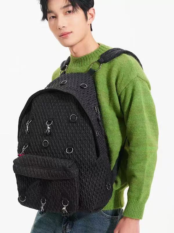 Sier Hoop Heng Cotton Black Large Capacity Niche Commuter Leisure Backpack