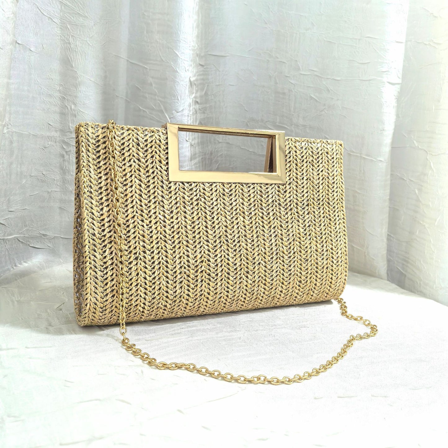Women's Summer Straw Woven Simple Fashion Hardware Buckle