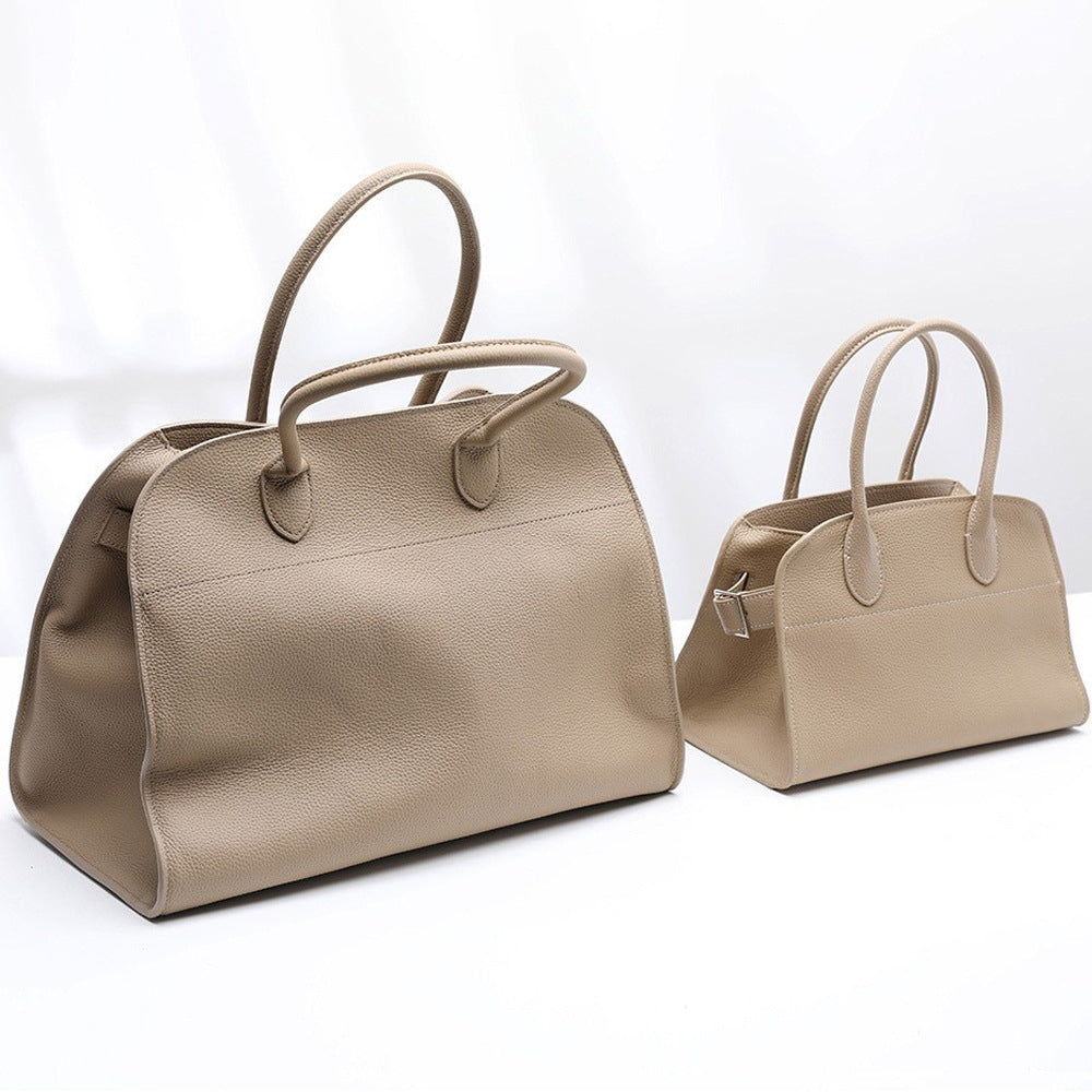 First Layer Cowhide Real Lychee Pattern Women's Handbag