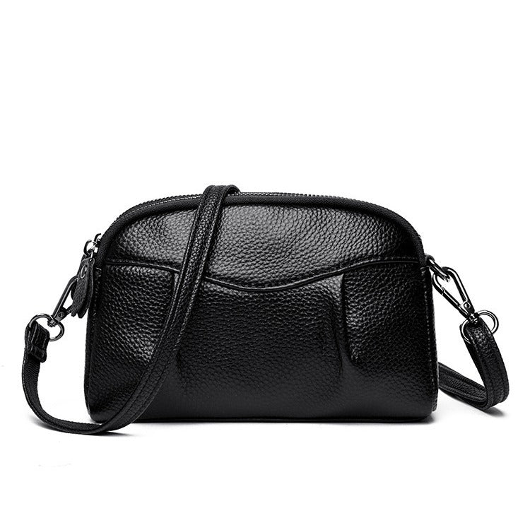 Genuine Leather Fashion Mobile Solid Color Women's Messenger Bag