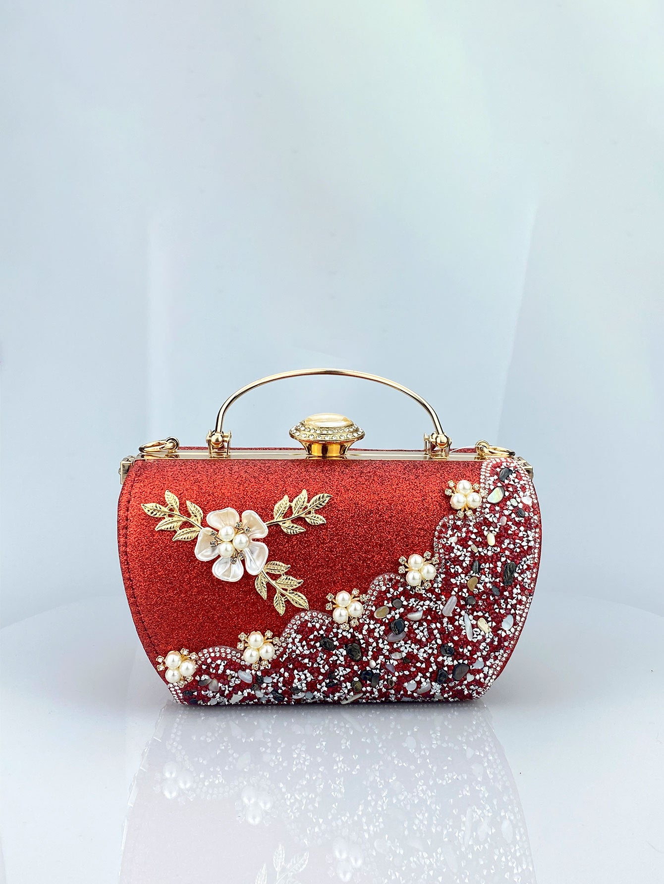 Women's Princess Hardware Diamond Floral Decorations Party Dress Elegant Dinner Bag