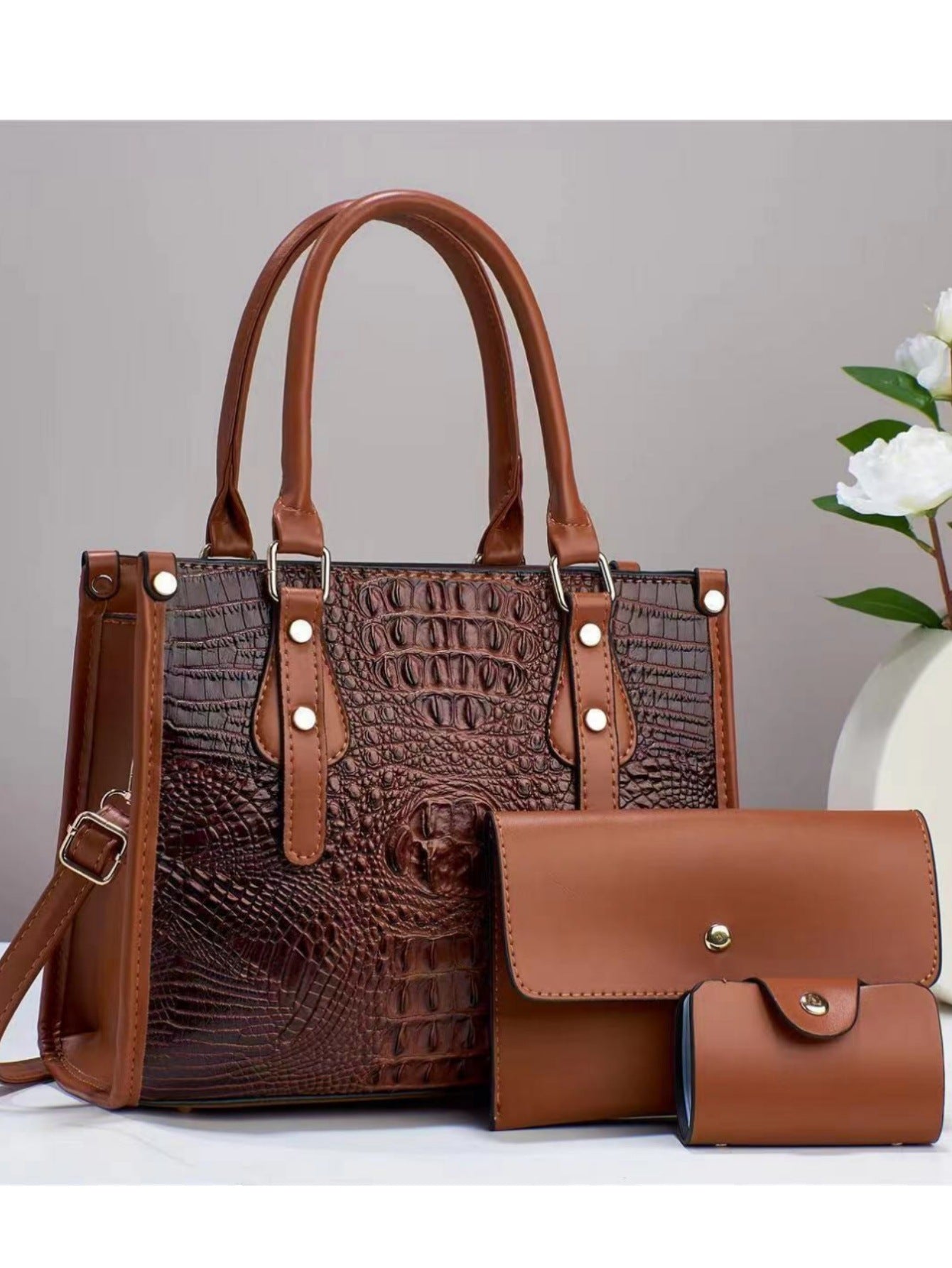 Women's Crocodile Pattern Embossed Large Capacity Mom Trendy Fashion One Women's Handbag