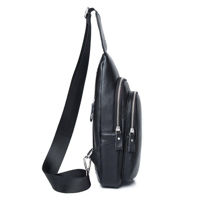 Men's Genuine Leather Leisure Large Capacity Trendy Cowhide Versatile Men's Chest Bags