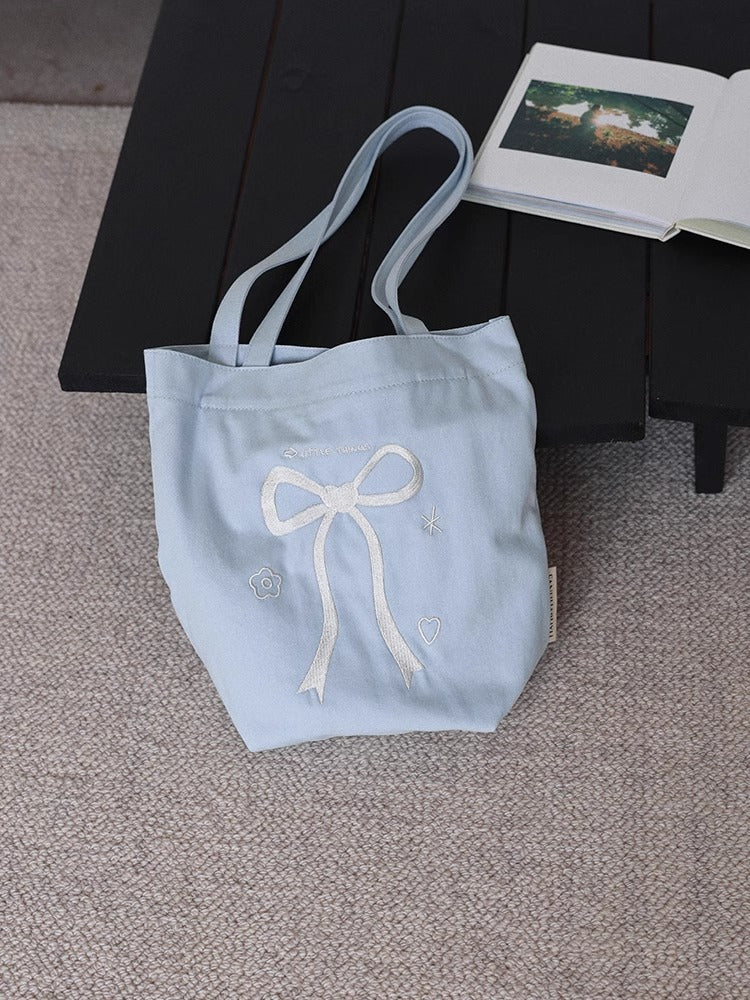 Three-dimensional Embroidered Bowknot Canvas Sweet Summer Female Class Bags