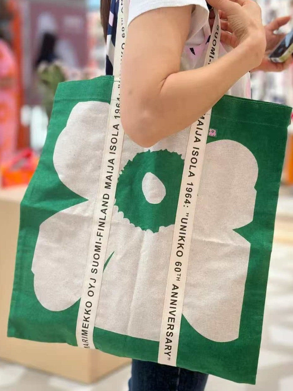 Finland Flower Cotton Canvas Large Capacity Portable Bags