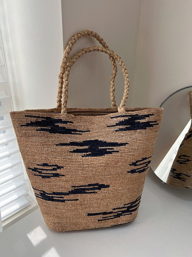 Raffia Hand-woven Hat Female Summer Seaside Vacation Beach Large Shoulder Bags