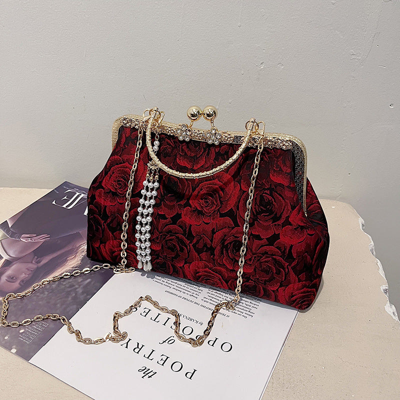 Women's Button Shell Leisure Chain Embroidered Flower Bags