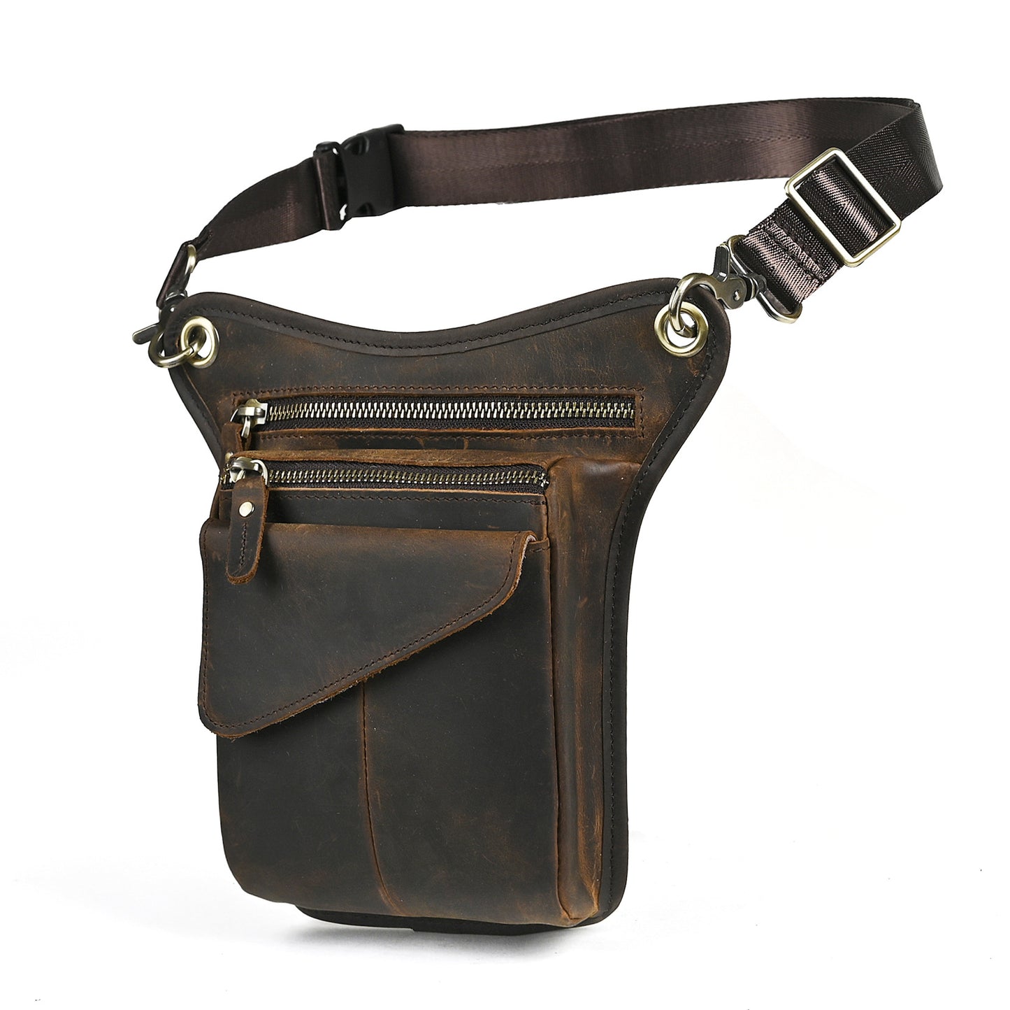 Men's First Layer Oil Waxed Leather Cowhide Trendy Bags