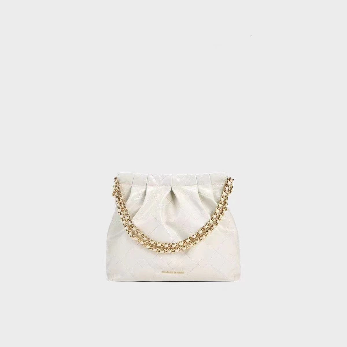 Charles Keith Portable Hobo Rhombus Chain Fashion Large Capacity Trendy Tote Bag