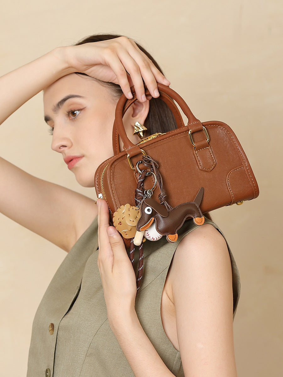 Women's Genuine Leather Boston Bowling Niche Women's Handbag