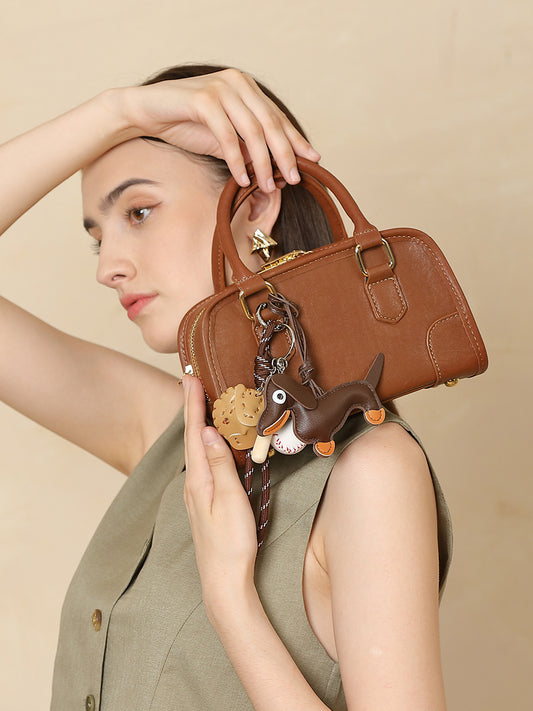 Women's Genuine Leather Boston Bowling Niche Women's Handbag