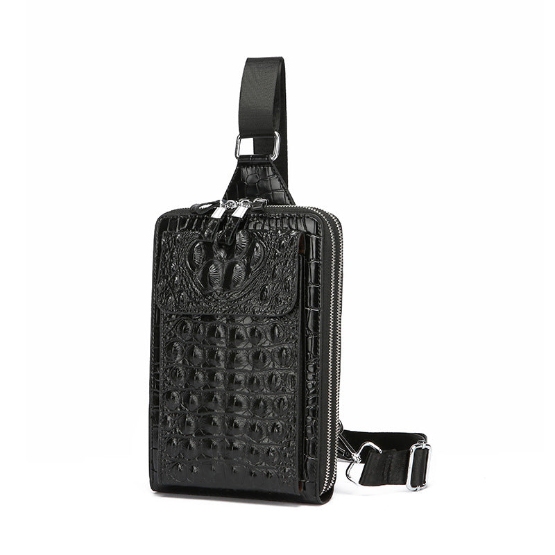 Men's Retro Fashion Crocodile Pattern Personality Multifunctional Shoulder Bags
