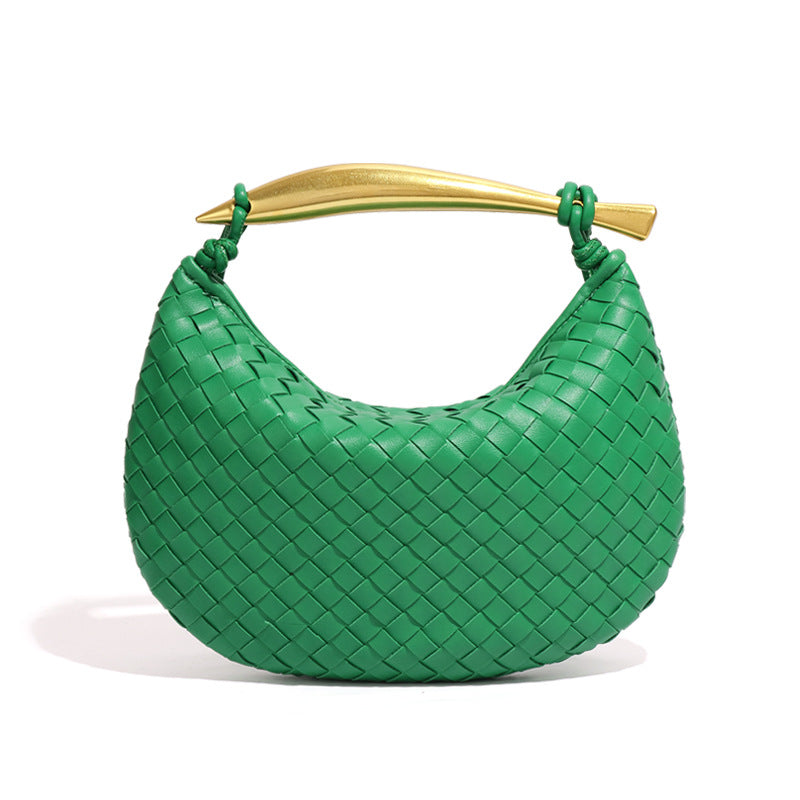 Women's Solid Color Dumpling Hand-woven Half Month Sardine Handbags