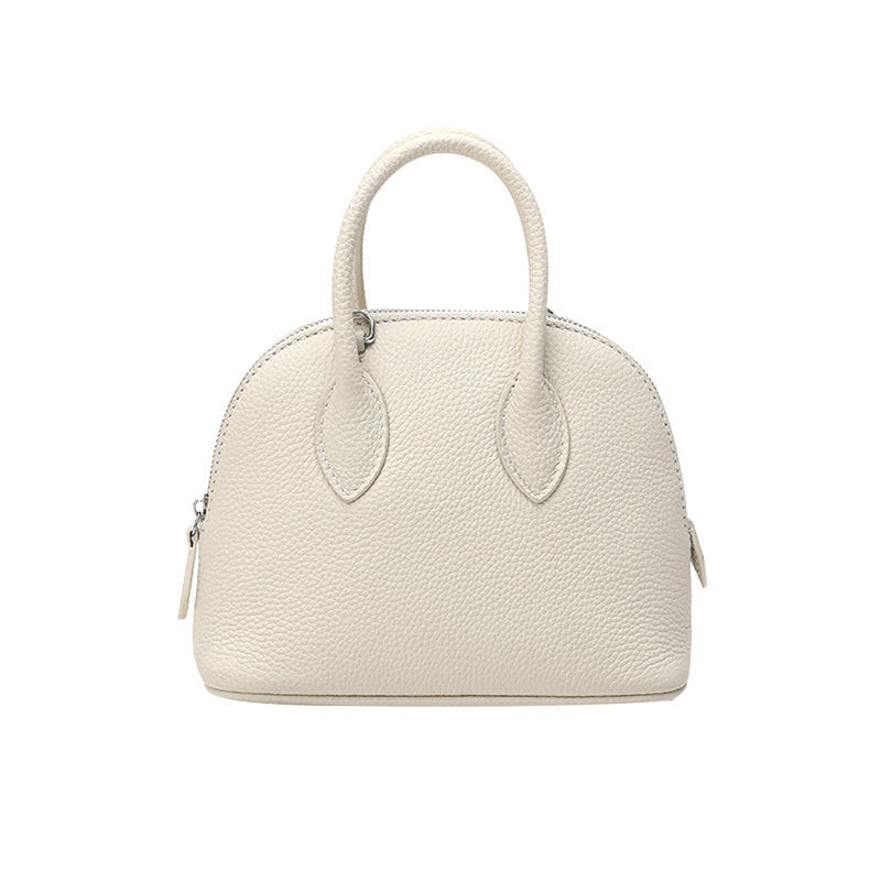 Women's First Layer Cowhide Portable High Sense Design Shell Simple Bowling Women's Handbag