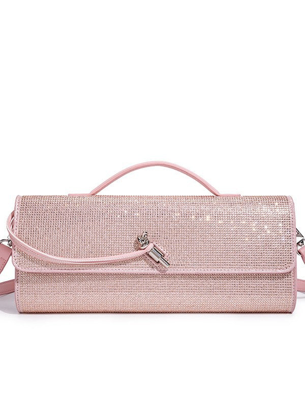 Women's Hot Rhinestone Exquisite Horizontal Diamond Portable Baguette Hand-held Dinner Bag