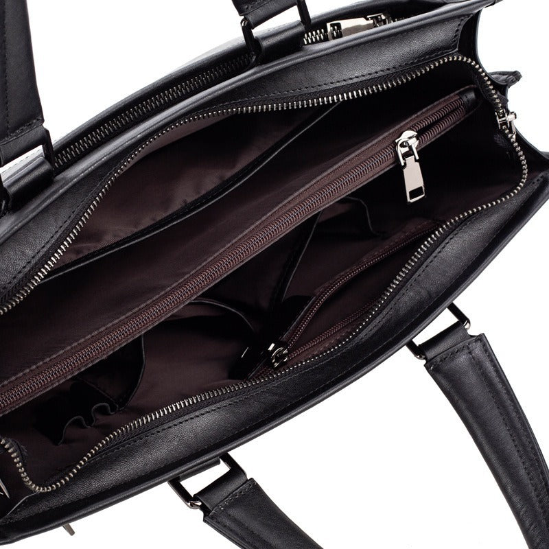 Men's Leather Business Cowhide Horizontal Computer Men's Briefcase