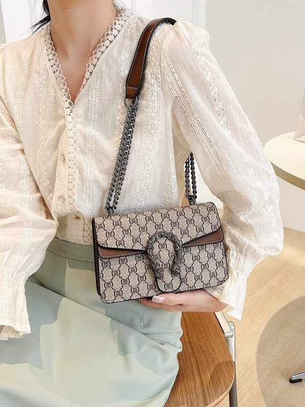 Women's Fashion Wine God Vintage Printed Chain Women's Messenger Bag