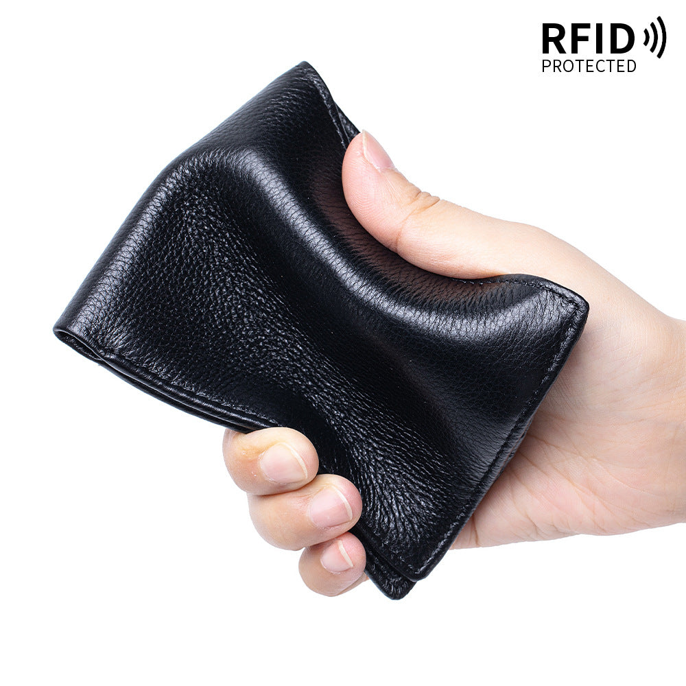 Men's Textured Short First Layer Cowhide Business Simple Leather Driving License Men's Wallet