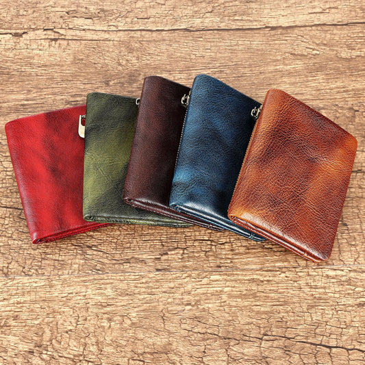 Men's Leather Vertical Short Advanced Sense Brushed Men's Wallet