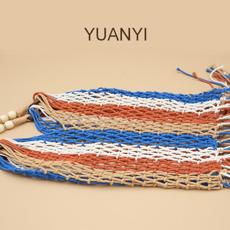Women's Straw Cotton String Hollow Beach Handbags