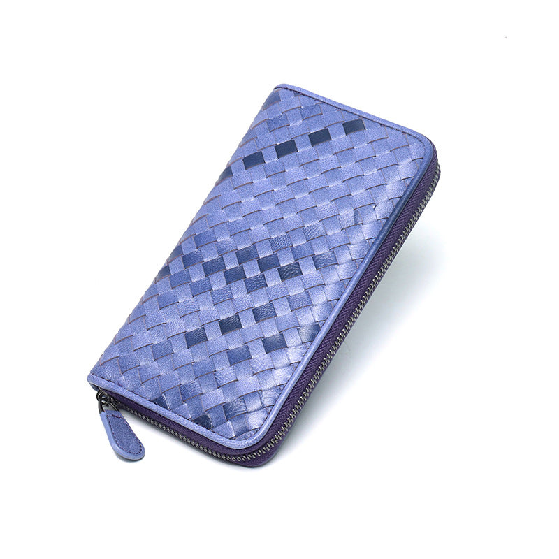 Women's & Men's Leather Korean Style Hand-woven Sheepskin Long Purses