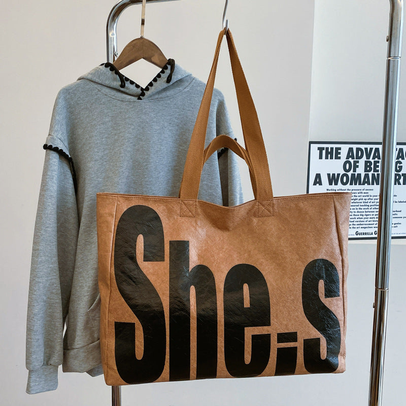 Korean Fashion Large Capacity Totes Artistic Letter Bags