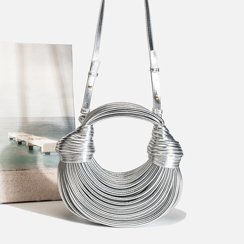 Women's Noodles Woven Gold Underarm Hand Carrying Women's Messenger Bag